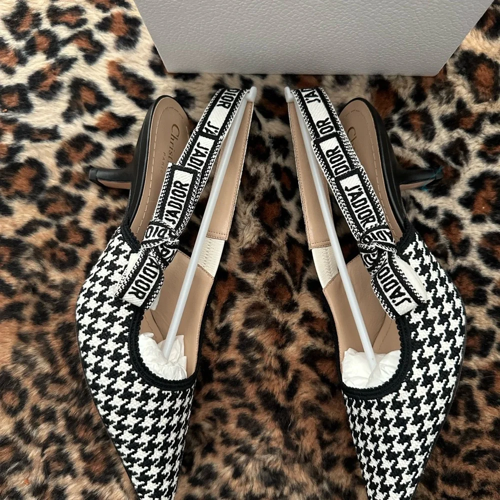Dior J’adior Houndstooth Slingback Heels - Picture 2 of 5